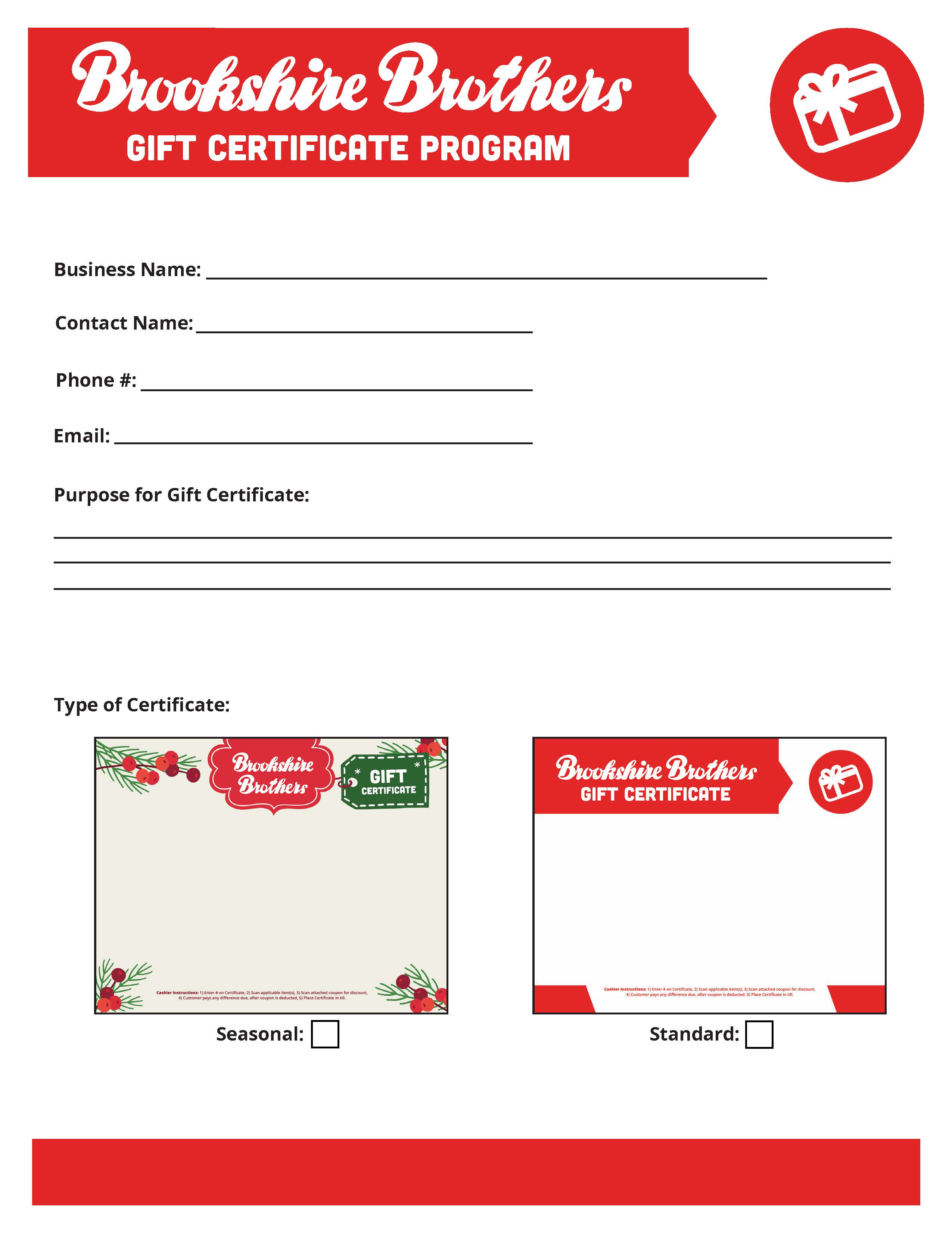 Gift Certificate Program Brookshire Brothers